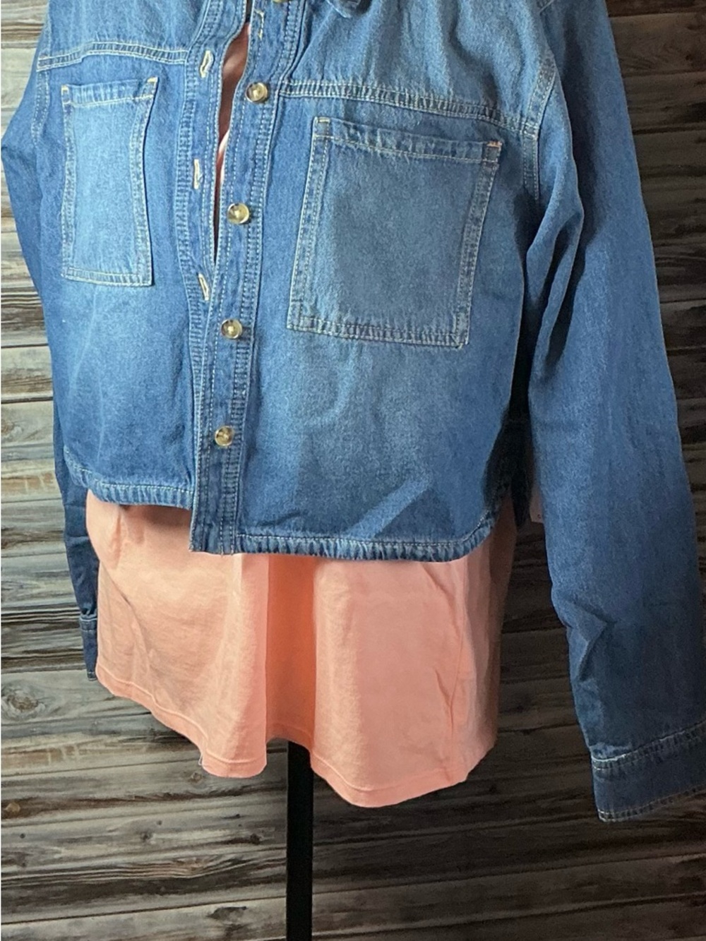 ★ NWT Cropped Denim Jacket Button Front Lightweight Layering Piece